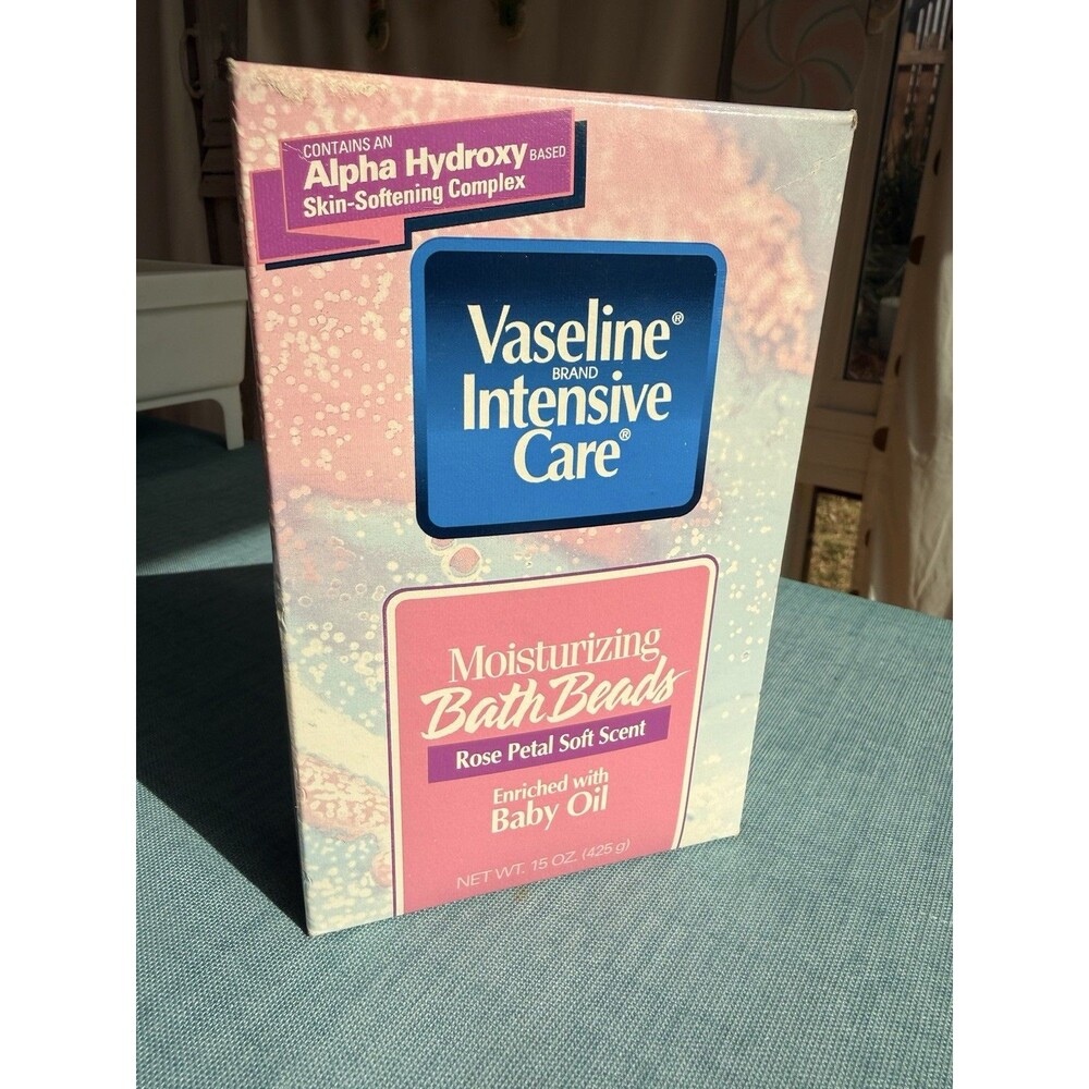 NOS Vaseline Intensive Care Moisturizing Bath Beads Rose Petal Soft 15oz